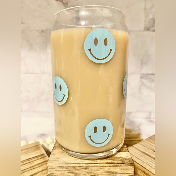 🙂HOST PICK🙂🌟 Smiley Face Glass | Iced Coffee Glass Cup🌟 - Picture 6 of 6